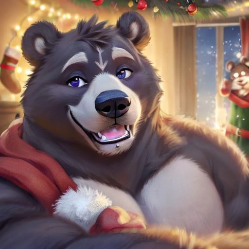 Amicus, Bear, Happy, bedroom, Detailed eyes, focus face, Christmas