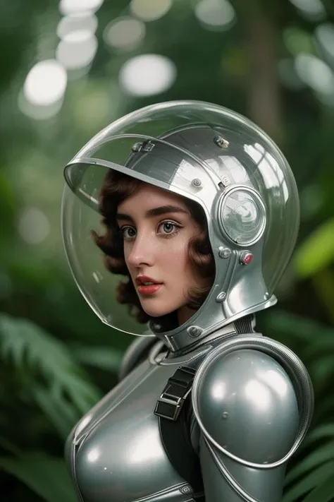 A close up of a woman wearing a helmet and a helmet on - SeaArt AI