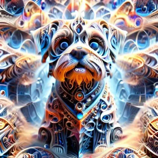 <lora:ral-frctlgmtry:1.8> ral-frctlgmtry of 1 Westies Shih Tzu mixed bread dog looking at camera,big blue eyes , psychedelic, cosmic background<lora:ZiptheDograw_400s_lr0002_640px:1.4> <lora:md2034:0.8> <lora:bambiEyes_v10:0.8>
