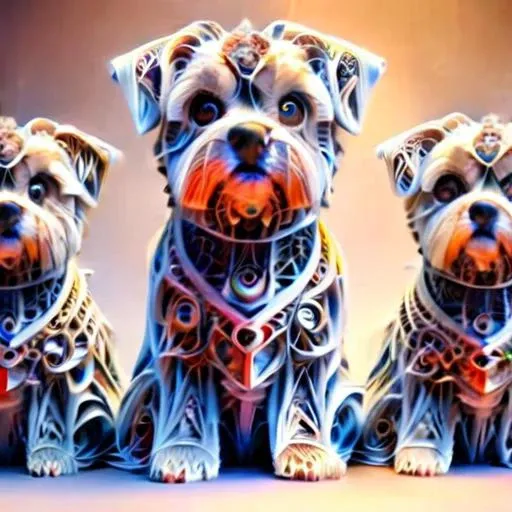 <lora:ral-frctlgmtry:1.8> ral-frctlgmtry of 3 Westies Shih Tzu mix dogs looking at camera <lora:ZiptheDograw_400s_lr0002_640px:1.4>