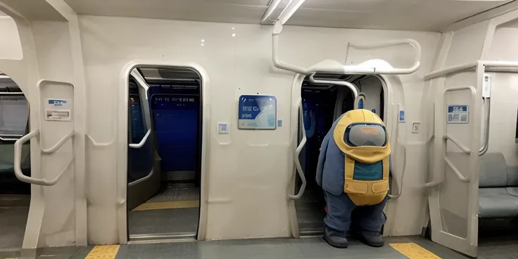 amongus standing inside 235 train interior, multiple girls as amongus,teenage, (raw photo:1.2), (photorealistic:1.4), 130mm f1.4 lens, extremely detailed CG unity 8k wallpaper, highres, extremely detailed, an extremely delicate and beautiful, masterpiece, best quality, ultra-detailed, realistic, amongus <lora:amongus:0.8> <lora:jrEastE235SeriesTrain_ver5:0.75>, amongus inside e235, train interior,