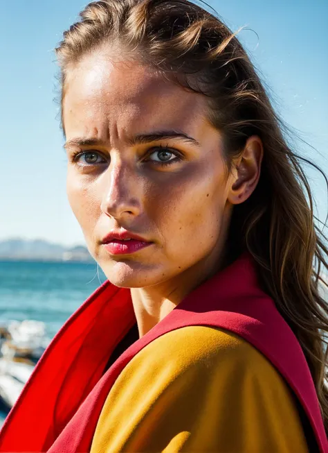 portrait of sks woman in Cape Town, at the V&A Waterfront, by Flora Borsi, style by Flora Borsi, bold, bright colours, ((Flora Borsi)), by Peter Lindbergh, <lora:locon_leeleesobieski_v1_from_v1_64_32:1>