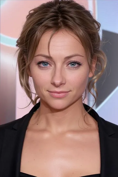 RAW photo, woman <lora:Anne-Sophie-Lapix_Xtroat_V2:1>, looking at viewer, dressed as anchor, on TV show, blue eyes, blond hair, very soft skin, HD, 8K