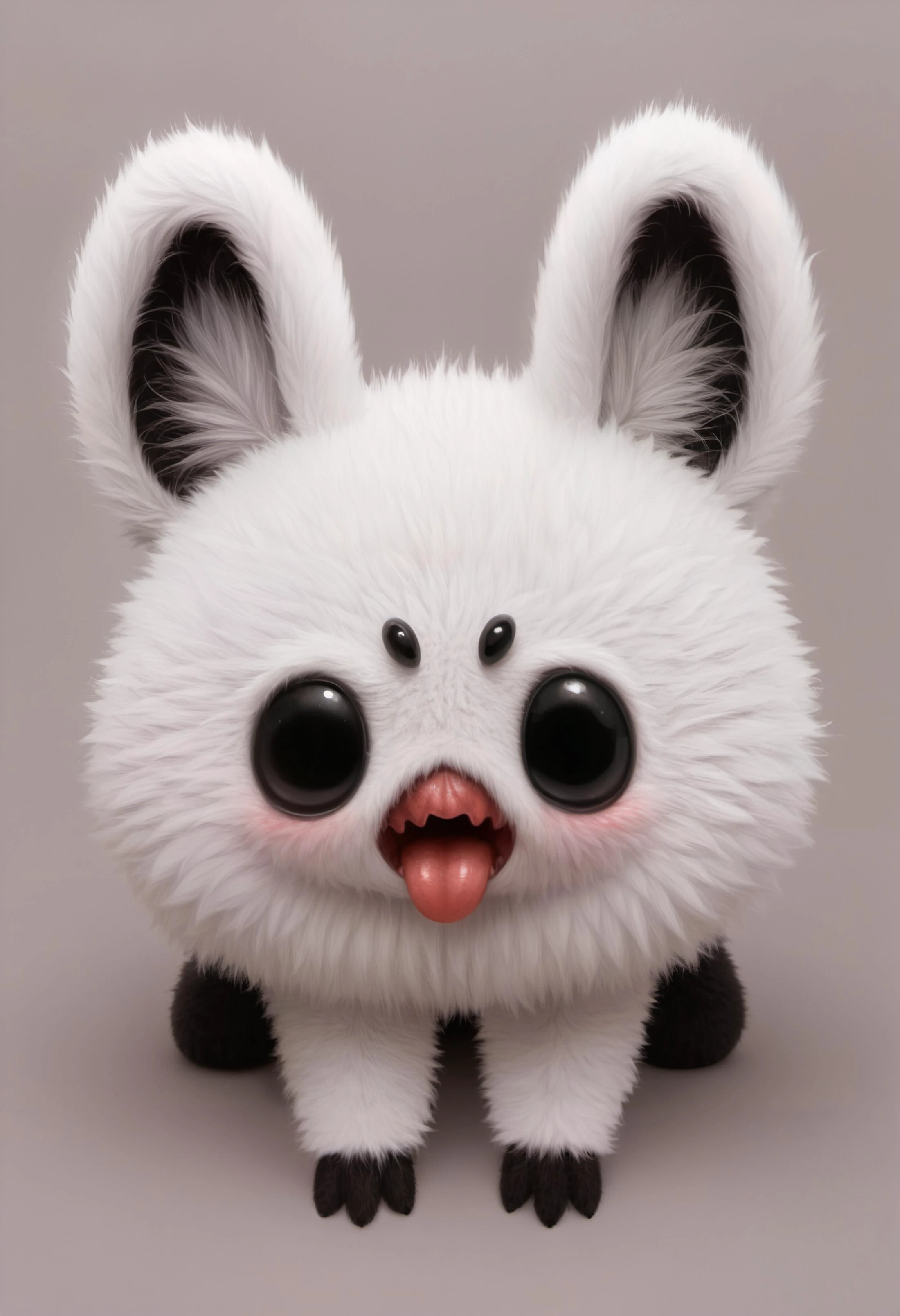 gross creature, it has a cute face, fuzzy monster