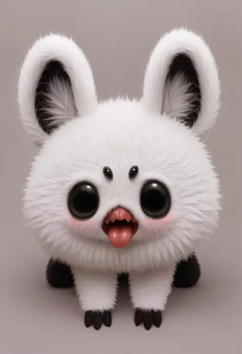gross creature, it has a cute face, fuzzy monster