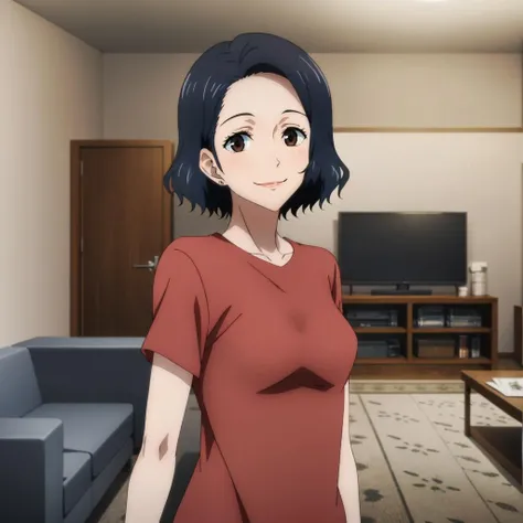 masterpiece,high quality,
<lora:NagiYoshino001:0.7>,looking at viewer,smile,
NagiYoshino,1woman,
red shirt,living room,