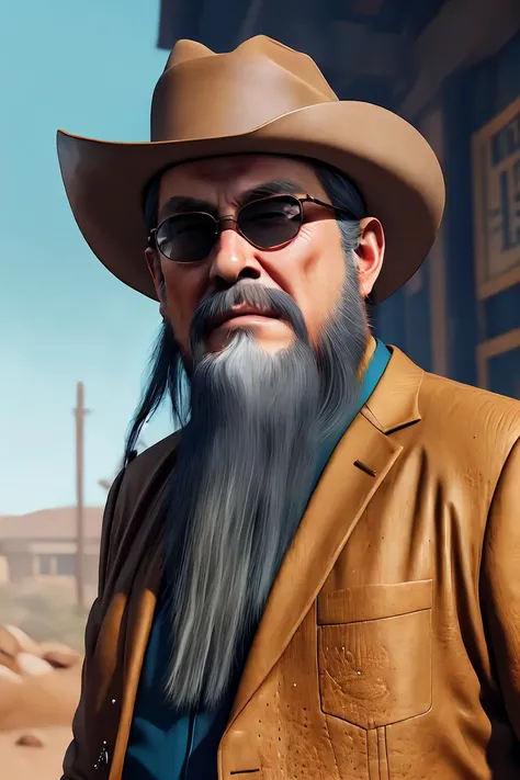 Lushuming,1man,<lora:lu_20230618023935:0.7> ,long beard,wearing suit, cowboy hat,portrait,sunglass,
masterpiece,intricate detail,highest texture,best quality,photo realistic,unreal enginee 5,8k,