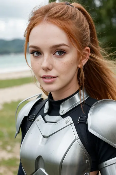 tv_Cosmik_Cowgirl_TT, kkw-skin-det, , , wearing full plate armor, in a battlefield, windblown hair, smudges, dirt, windblown hair,, 8k resolution, highres, high detail, sharp focus, detailed skin, 8k uhd,