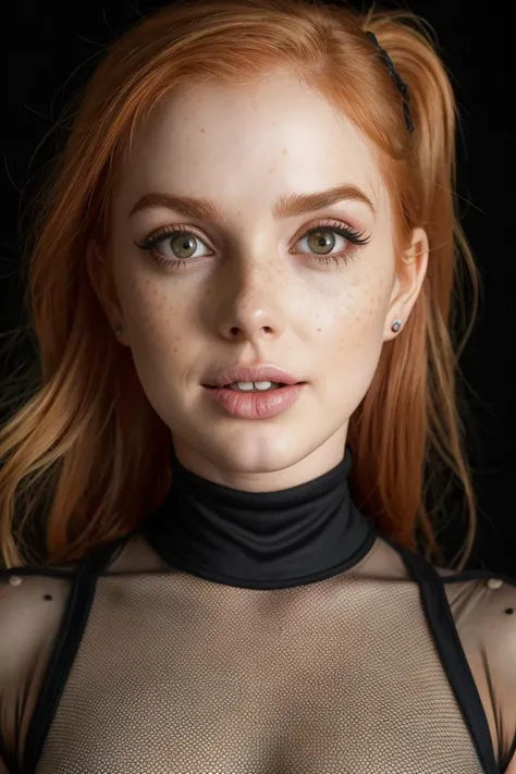 tv_Cosmik_Cowgirl_TT, kkw-skin-det, , , intense expression, extreme closeup shot, black background,, 8k resolution, highres, high detail, sharp focus, detailed skin, 8k uhd,