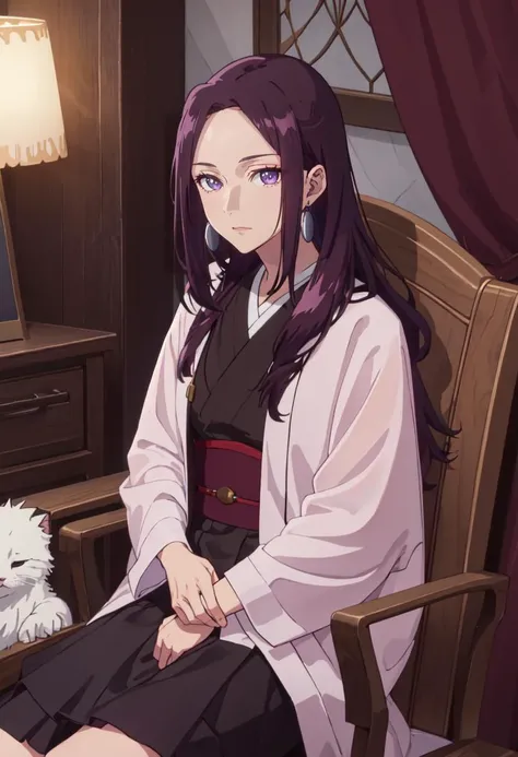 (safe:1.10), best quality, masterpiece, highres, solo, (ah_duo_theapothecarydiaries:1.10), sitting, sitting on chair, chair, cowboy shot, looking at viewer, anime_style, 12 <lora:ah_duo_theapothecarydiaries:0.80>