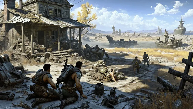 Painting of fallout4 war detailed in america , style of ancient academic mythological by Henryk Siemiradzki, <lora:Acdemical_paintings_of_Henryk_Siemiradzki:1>