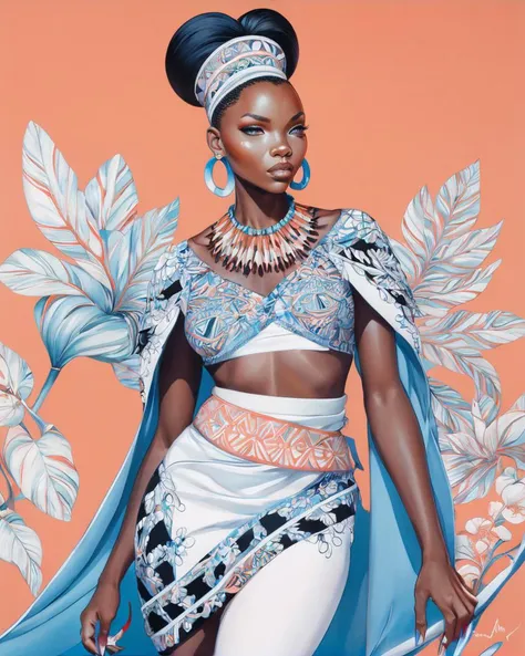 Anime, Graceful Zulu Female Entrepreneur, by Martine Johanna, James Jean, macro lens, <lora:Acdemical_paintings_of_Henryk_Siemiradzki:1>