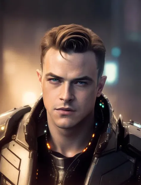 (Award Winning Photo:1.3) of (Masterpiece:1.3),(Romantic:1.3) medium shot, photo, a man, cyberpunk, cybersuit <lora:Dane Dehaan:0.9>,Highly Detailed,(Cyberpunk Art:1.3),(80s Art:1.3),(Agfacolor:1.3),(close portrait:1.3),(Masculine:1.4),attractive,handsome,calendar pose,perfectly detailed eyes,studio lighting,thematic background