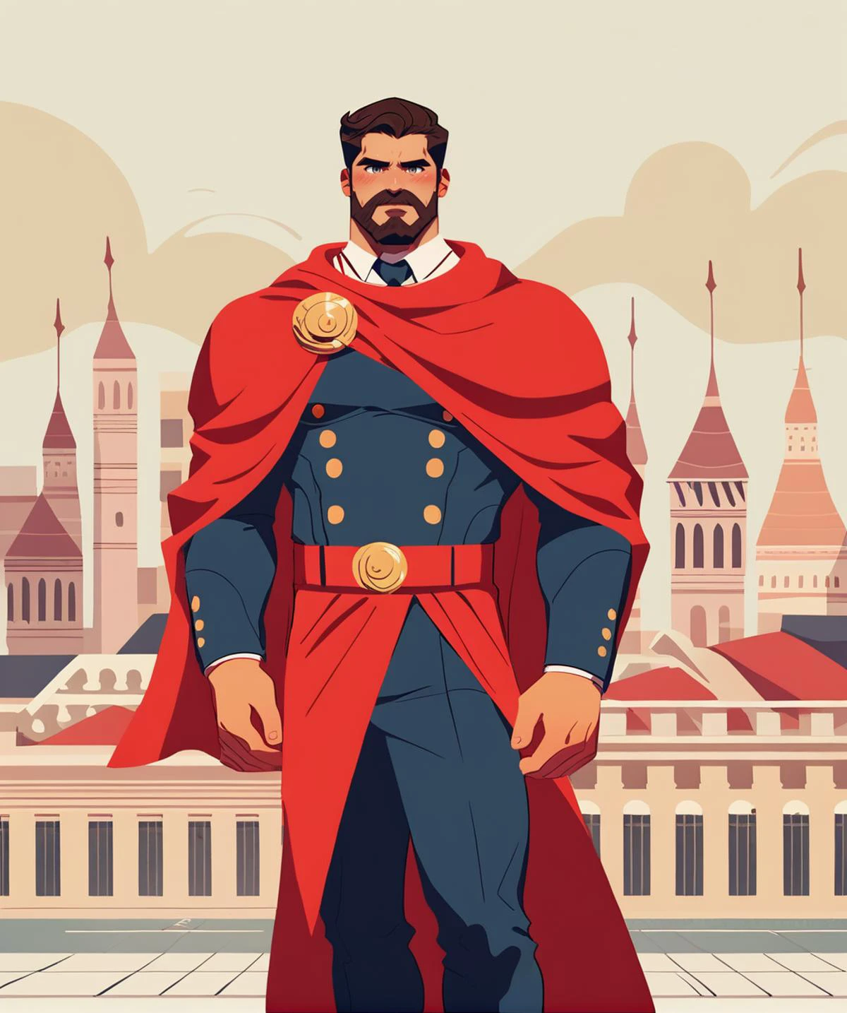score_9, score_8_up, rating_safe, bif, roman city, __outfit__,
<lora:simple_cartoon_style-pony:.7>,simple_cartoon
glossy skin, muscular male, short hair, beard, bara, mature,