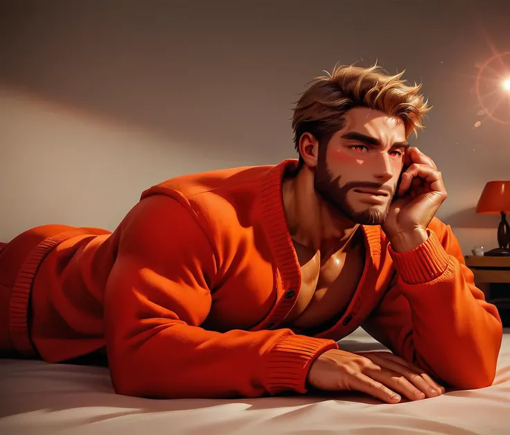 score_9, score_8_up, realistic, source_realistic, rating_questionable, bif, hen house, cardigan, light brown hair, dusk, lens flare,
<lora:proneXLP:.6>,prone, on stomach, lying, the pose,
glossy skin, muscular male, short hair, beard, bara, mature, <lora:egg_leonard-04:.4><lora:style_Concept Art DarkSide Style LoRA_Pony XL v6:1>