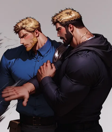 score_9, score_8_up, realistic, rating_questionable, bif, <lora:face_Character_-_Gunter_-_Author_of_My_Own_Destiny:.8>, Gunter, Blonde hair, yellow eyes, scar on face,
<lora:WillSmithSlappingMeme_pdxl_Incrs_v1:1.1>, 2boys, slapping, motion lines, motion blur, cowboy shot,
1 muscular male, handsome, short hair, beard, <lora:egg_leonard-04:.4><lora:style_Concept Art DarkSide Style LoRA_Pony XL v6:1>