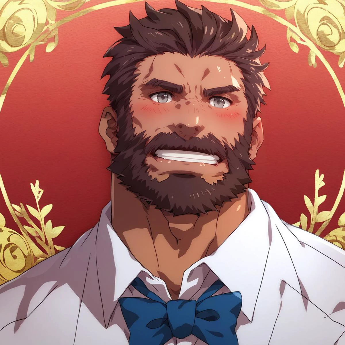 score_9, score_8_up, rating_questionable, bif, __background__, __time__,
<lora:Konohanaya_Style_LoRa__PonyXL:.8>,
glossy skin, muscular male, short hair, beard, bara, mature,
<lora:slider_StS_detail_slider_v1:1>