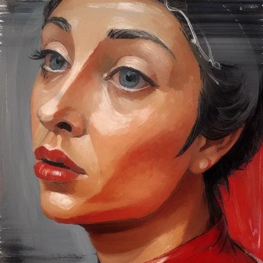 sureal painting of a woman in red <lora:last:1>