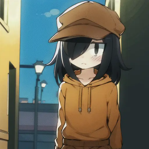 (masterpiece, best quality), 1girl, solo, tomoko-kuroki, (uchi-emoji-face:1.1), black hooded pullover, red cap, brown shorts, (crowded street background), looking at viewer, american shot, <lora:uchi-emiri-10-v2:0.8>, <lora:tomoko-kuroki-v2-2:0.9>