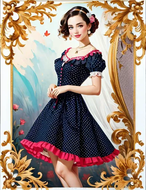 a woman, polka dot dress <hypernet:StylizaraV2:0.7> art style <lora:add_sharpness:0.7>