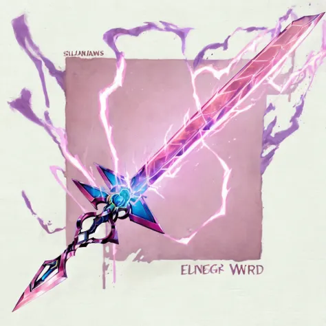 (pink sword, energy sword, power blade:1.3),

(no_humans:1.3), (white_background:1.3),

<lora:UniqueSwords-V1:1>