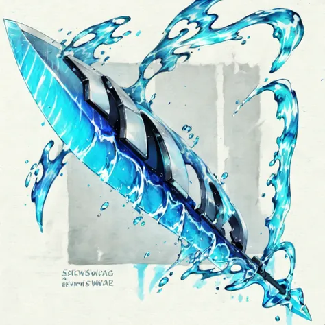 (water sword:1.4),
(no_humans:1.3), (white_background:1.3),
<lora:UniqueSwords-V1:1>