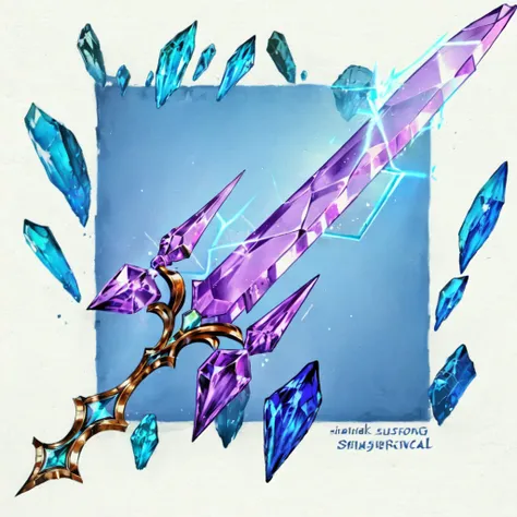 crystal sword, crystals, glowing crystals, glass, handle,
(no_humans:1.3), (white_background, simple_background:1.3), display,
<lora:UniqueSwords-V1:1>