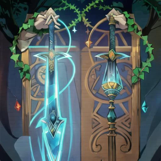 <lyco:sinlaireSwordLocon_v10:1.3>, uniquesword, sword, handle, ivy, stone, magic, magic cirlces , <lora:loopStyle_v10:0.3>