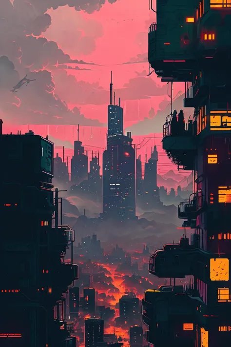 masterpiece,best quality,<lora:tbh160-:0.8>,illustration,style of Dan Mumford, cyberpunk city