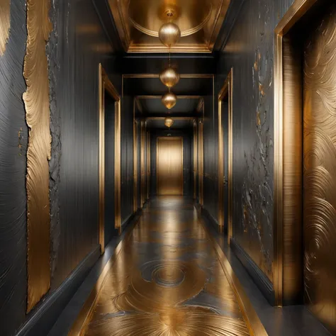 cs-m3tal-400 very detailed and intricate modern hallway, volcanic color palette