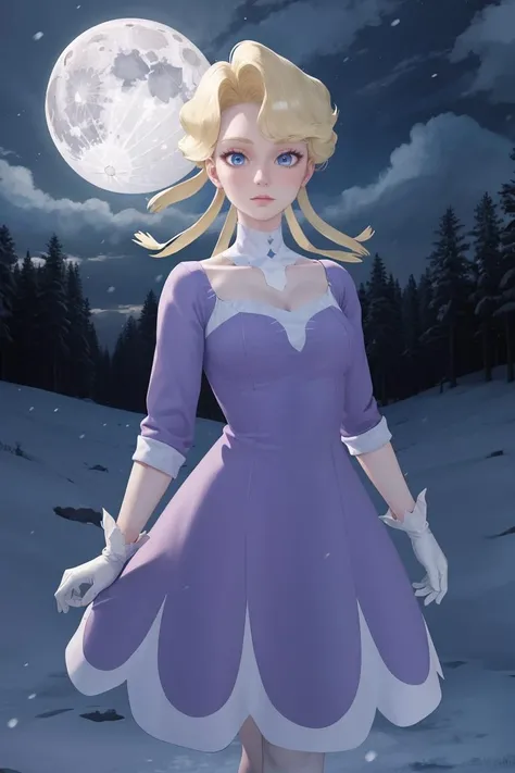 masterpiece, best quality, absurdres, <lora:glacia-pokemon-richy-v1:1> glacia, 1girl, solo, mature female, ice, frozen, snow, winter, snowing, darkness, moon, cold, night sky