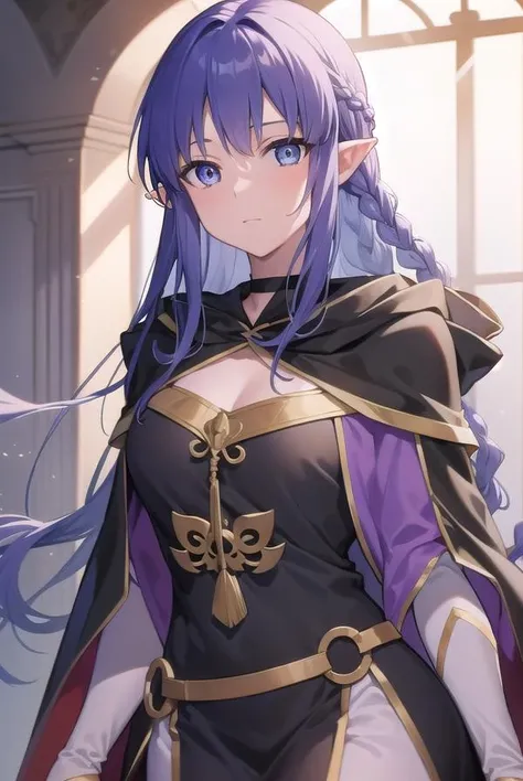 medea, <lora:medea-lora-nochekaiser:1>,
medea, blue hair, long hair, (purple eyes:1.1), purple hair, braid, hair braid, single braid, pointy ears,
BREAK choker, cloak, hood, jewelry, magic, ring, robe, solo, witch,
BREAK looking at viewer,
BREAK indoors,
BREAK <lyco:GoodHands-beta2:1>, (masterpiece:1.2), best quality, high resolution, unity 8k wallpaper, (illustration:0.8), (beautiful detailed eyes:1.6), extremely detailed face, perfect lighting, extremely detailed CG, (perfect hands, perfect anatomy),
