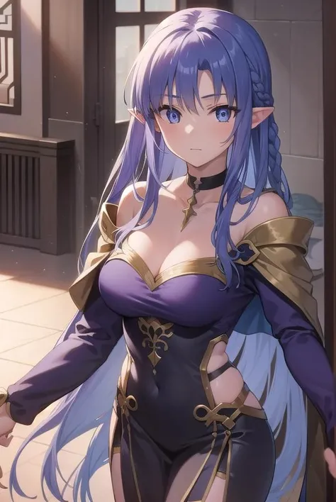 medea, <lora:medea-lora-nochekaiser:1>,
medea, blue hair, long hair, (purple eyes:1.1), purple hair, braid, hair braid, single braid, pointy ears,
BREAK choker, cloak, hood, jewelry, magic, ring, robe, solo, witch,
BREAK looking at viewer,
BREAK indoors,
BREAK <lyco:GoodHands-beta2:1>, (masterpiece:1.2), best quality, high resolution, unity 8k wallpaper, (illustration:0.8), (beautiful detailed eyes:1.6), extremely detailed face, perfect lighting, extremely detailed CG, (perfect hands, perfect anatomy),
