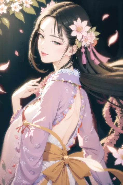tsuruta ichiro, illustration, 2girls, hanfu,makeup , long hair, bamboo, upper body, flower, wind, flower petals, portrait, <lora:ichirotest-02:0.95> ,<lora:multipleGirlsGroup_v10:0.8>, back light, rim light, <lora:hanfu_v29:0.7>