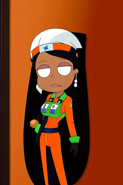 fully dressed, <lora:rttcs-100:1> , solo, hsad with straight black hair and a green headband in an orange rebel pilot suit on the deck of a rebel carrier, orange suit, white eyes, black pupils, one pupil per eye , <lora:starWarsRebelPilotSuit_v02:.85>,