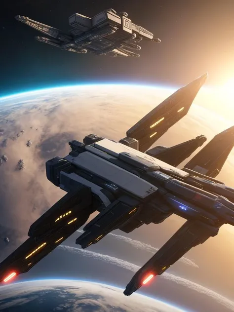 futuristic sci fi spaceship, star citizen, star atlas, render