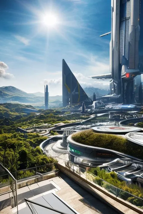 landscape of a futuristic sci fi city, sci fi, ultra realistic, high resolution, city