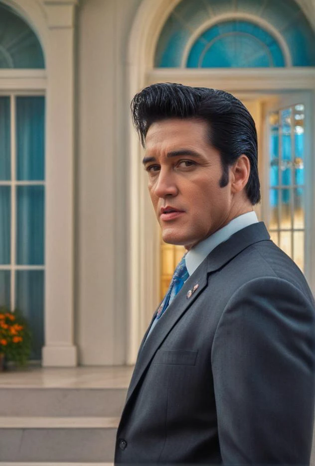 (Elvis Presley as US President from another dimension inside white house)(dodge and burn, corner edge darken vignette)(exposure POP!!! hdr extremely intricate, Sharp focus, dramatic cinematic light, (8k textures, elegant, cinematic look)(breathtaking, insane details)
<lora:LCM-LoRA-XL_V1:0.21>
<lora:SDXLHighDetail_v5:0.5>
<lora:add-detail-xl:0.5>
<lora:ral-exposure:0.2> ral-exposure <lora:sdxl_photorealistic_slider_v1:1.5>