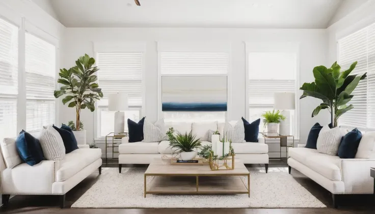 Interior Photography, Professional Photography, Modern living room, Luxurious living, Live plants, Shiplap, Crisp, White, Professional, HGTV