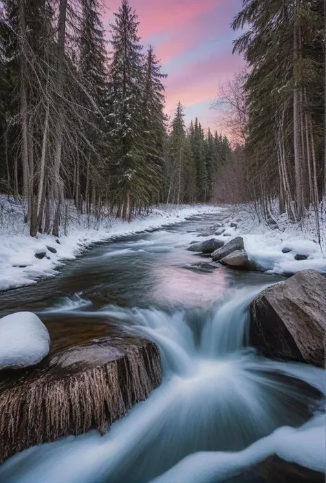 (extremely breathtaking stunning majestic elegant winter Canadian landscape, hyper detailed breathtaking view of rushing river across the tremendously majestic winter forest shimmering after rain colors at sunrise, high contrast natural lighting, impressively beautiful depiction, (with true film high dynamic range award winning image, legacy artwork, 8k)(processing: .25 unsharp mask, S curve, dodge and burn, mid-level contrast, dark edge vignette)
<lora:LCM-LoRA-XL_V1:0.21>
<lora:SDXLHighDetail_v5:0.5>
<lora:add-detail-xl:0.5>
<lora:ral-exposure:0.2> ral-exposure <lora:sdxl_photorealistic_slider_v1:1.5>