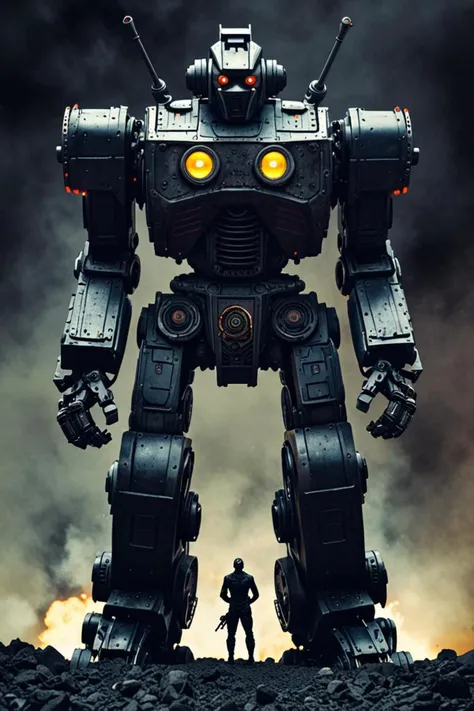 a 85mm nd 5 and giant robot mech in a traveling into a blackhole in the style of black eyed, black colors, <lora:sdxl_lightning_8step_lora.safetensors:1.0>, <lora:add detail xl.safetensors:1.5>