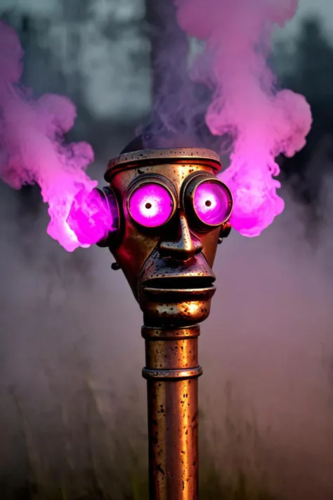 a old copper pipes and pink face in a glowing firebugs in the style of with fog, comforting and familiar, <lora:sdxl_lightning_8step_lora.safetensors:1.0>, <lora:add detail xl.safetensors:1.5>