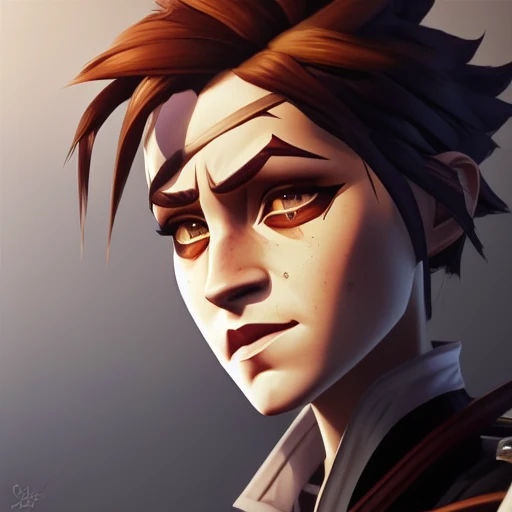 arcane style <lora:tracerOverwatch_v10:1> Award winning painting of Emwatz as tracer from Overwatch, intricate, highly detailed, extremely detailed face, digital painting, (art by Greg Rutkowski), ((sitting in the backseat of a classic car)), ((deep perfect detailed hazel eyes:1.5)), angled face,