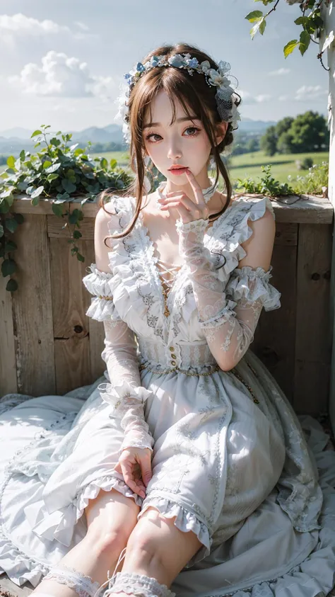 best quality, ultra high res, (photorealistic:1.4), masterpiece, highres, original, extremely detailed wallpaper,
lawn, sky,
1girl, solo, hplj \(manaka nemu\), white dress,
hand on own forehead, <lora:è´é¢neg4all_bdsqlsz:0.8>,