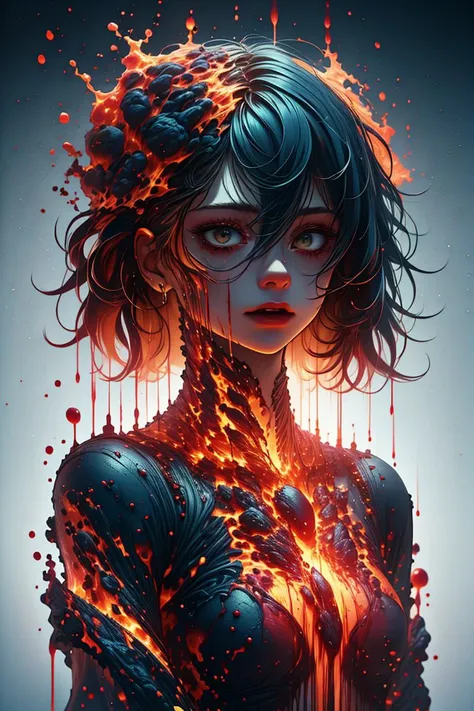 (Trustworthy Professional 3D rendering:1.3) of (Simple illustration:1.3) a photo of a woman, (red hair:1.2), makeup, fire, flames, <lora:ral-lava-sd15:0.9> ral-lava, lava, blood, bloody face, <lora:Constricted PupilsV3:1.2> constricted pupils, small pupils,CGSociety,ArtStation,(close portrait:1.3),thematic background, <lora:LCM_LoRA_Weights_SD15:1>