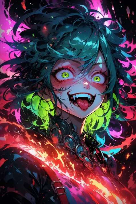 <lora:Constricted PupilsV3:0.85> constricted pupils, small pupils,
<lora:PSYCHOPHONKY:0.85> psychophonky, psychotic, crazy smile, glowing eyes, fangs, tongue sticking out ,
<lora:constricted_pupils_v0.2a:0.85> constricted pupils,
fire, particles,( green:1.2)