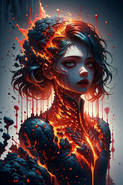 (Filtered Digital Artwork:1.3) of (Illustration:1.3) a photo of a woman, (red hair:1.2), makeup, fire, flames, <lora:ral-lava-sd15:0.9> ral-lava, lava, blood, bloody face, <lora:Constricted PupilsV3:1.2> constricted pupils, small pupils,CGSociety,ArtStation,(close portrait:1.3),thematic background, <lora:LCM_LoRA_Weights_SD15:1>