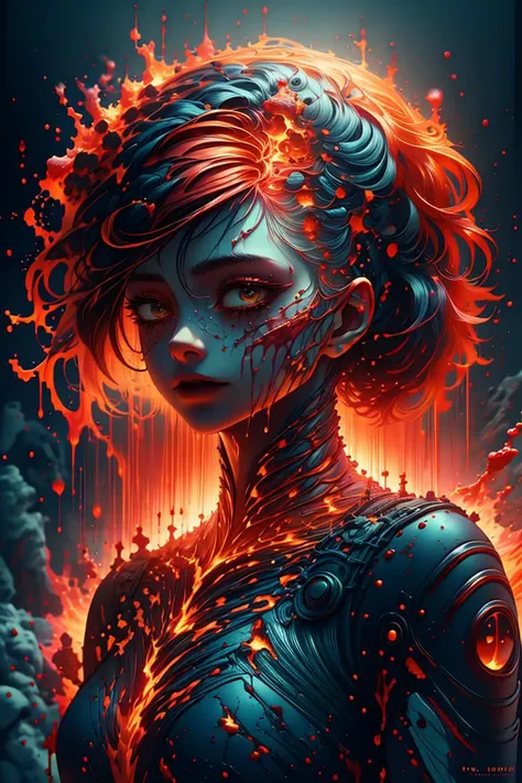 (Disgusting Digital Artwork:1.3) of (Masterpiece:1.3) a photo of a woman, (red hair:1.2), makeup, fire, flames, <lora:ral-lava-sd15:0.9> ral-lava, lava, blood, bloody face, <lora:Constricted PupilsV3:1.2> constricted pupils, small pupils,CGSociety,ArtStation,(close portrait:1.3),thematic background, <lora:LCM_LoRA_Weights_SD15:1>