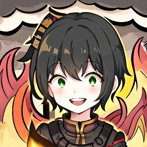 1girl, short black hair, green eyes, samurai warrior, thisisfine, crazy eyes, constricted pupils, crazy smile
<lora:Crazy expressions:1> <lora:This is fine:1>