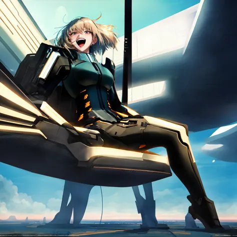 Anime, (vibrant Colors:1), Woman Screaming, sitting down, ilya kuvshinov, digital art, concept art, kyoto animation, last exile, blue submarine no. 6,loish, murata range, kawaii, yoshitaka amano, studio lighting, manga, bright colors, beautiful, 28mm lens, vibrant high contrast, gradation, jean giraud, rule of thirds __scenario-scfi__ (crazy eyes:1.1) (crazy smile:1) (crazy face:1) (wlop:1) <lora:johnsondesuv15-320-e1:1>   <lora:crazyExpressions:1> <lora:wlopStyleLora_30Epochs:0.6>